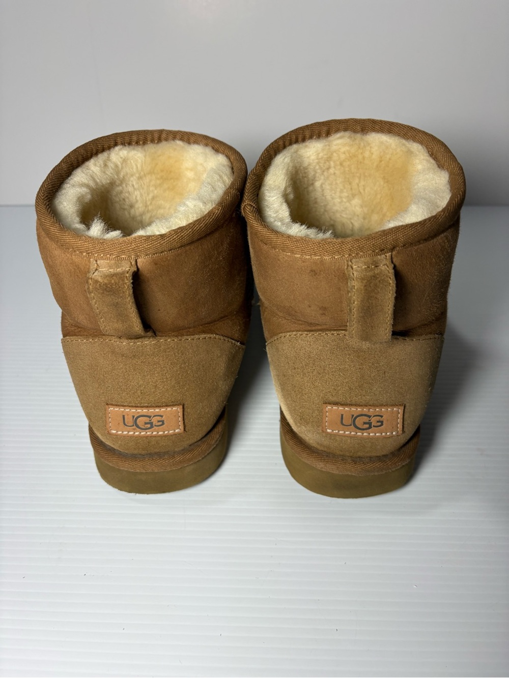 UGG Chestnut Suede Shearling Lined Short Moccasin Boots - Picture 4 of 7